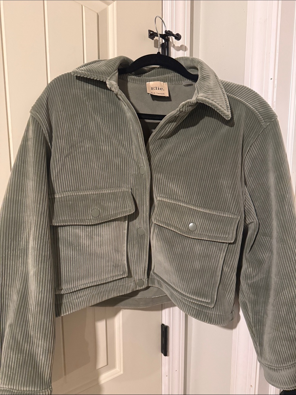 NWOT Elie tahari Corduroy Crop Jacket in Sage Green